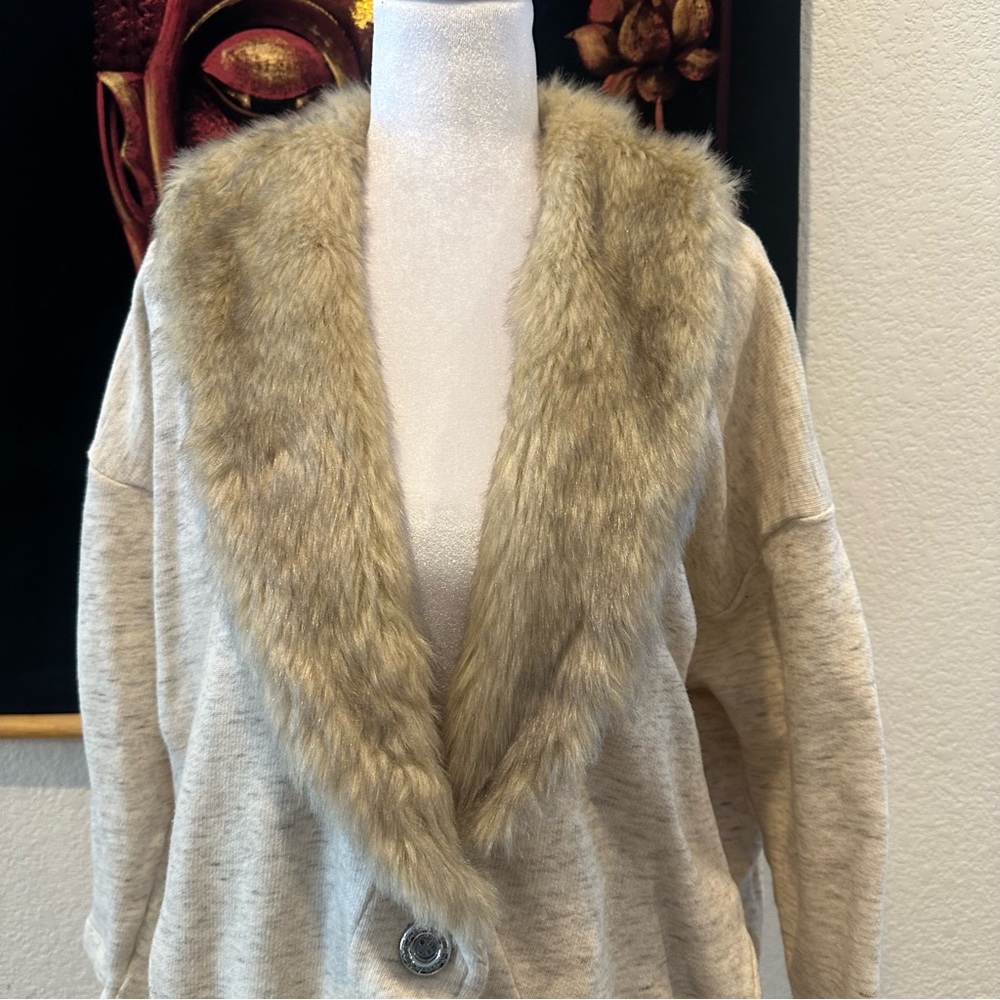 Armani Exchange Cardigan with Faux Fur Collar
